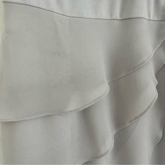 Silver Lace Chiffon Dress S Glam Formal Gown w/ Brooch Mother of the Bride Prom - Picture 15 of 16